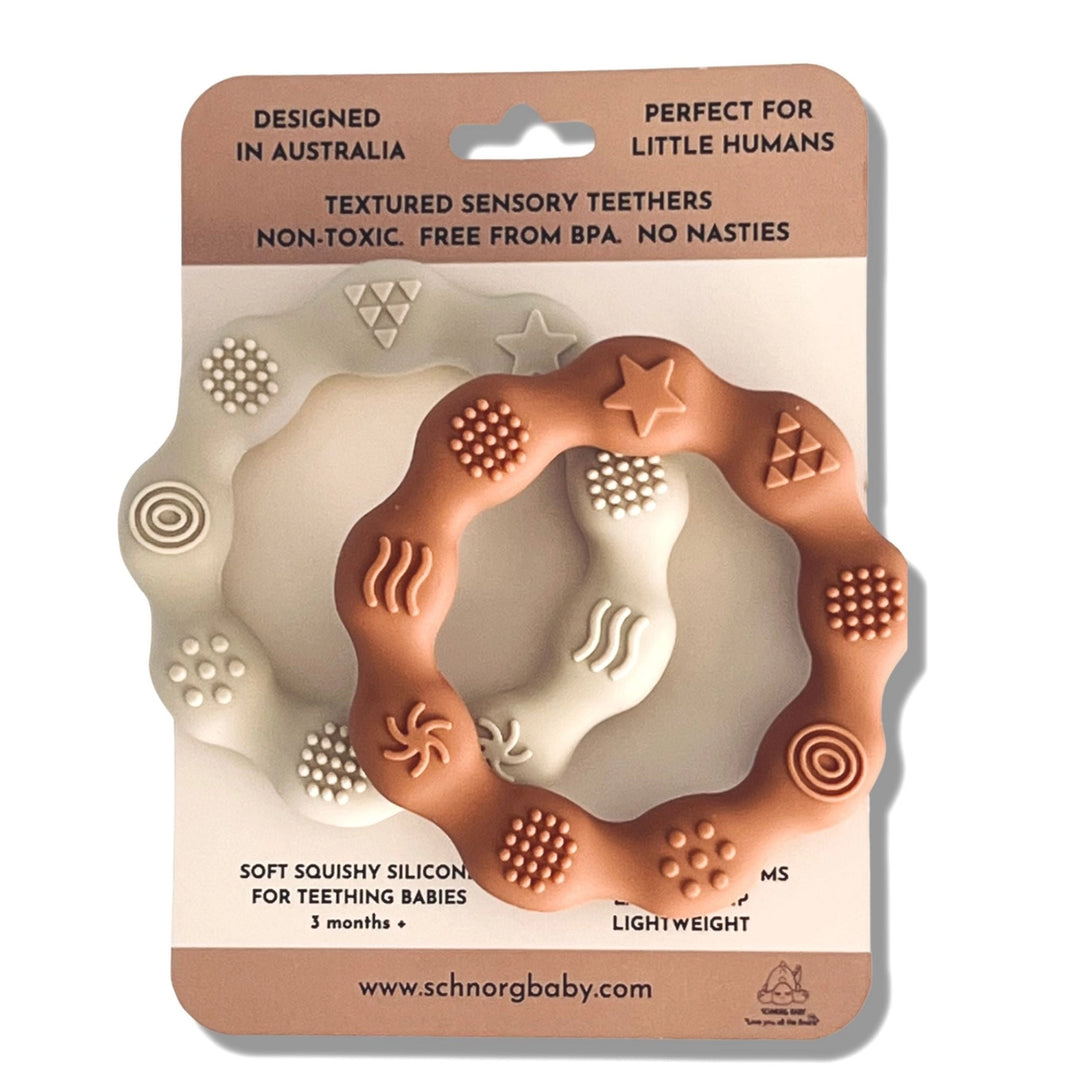 Teether | 2pk Textured Sensory - Tan & Cream