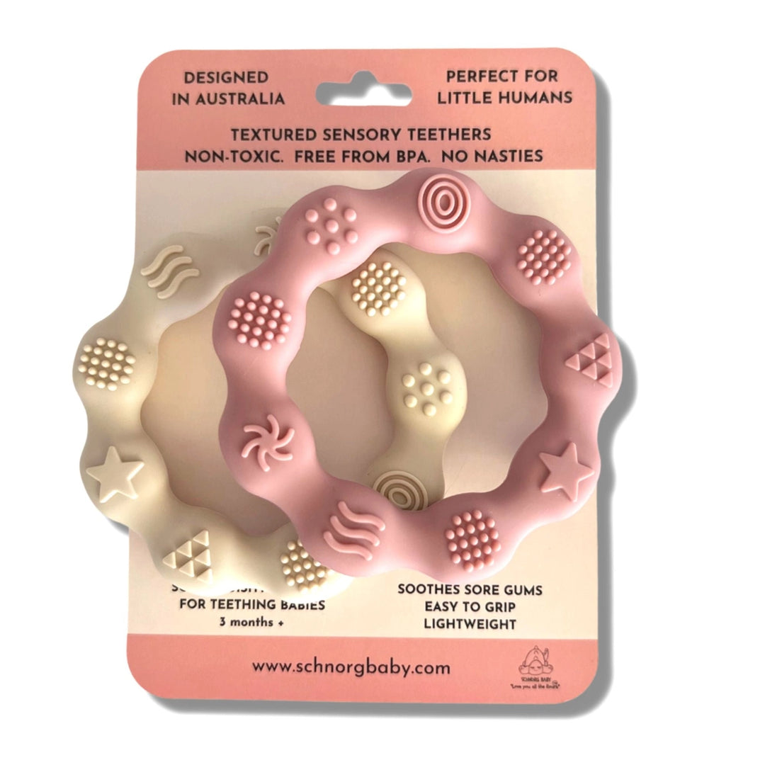 Teether | 2pk Textured Sensory - Peaches & Cream