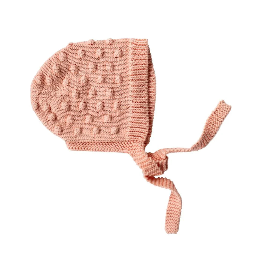 Cashmere Baby Bonnet - Marshmallow / Lemon Pom-Pom