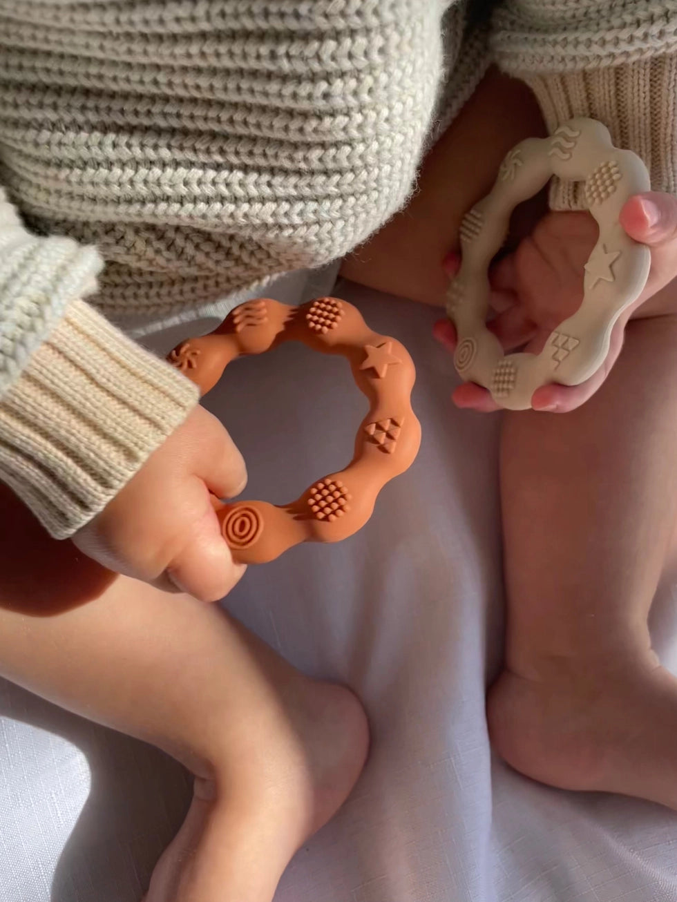 Teether | 2pk Textured Sensory - Peaches & Cream
