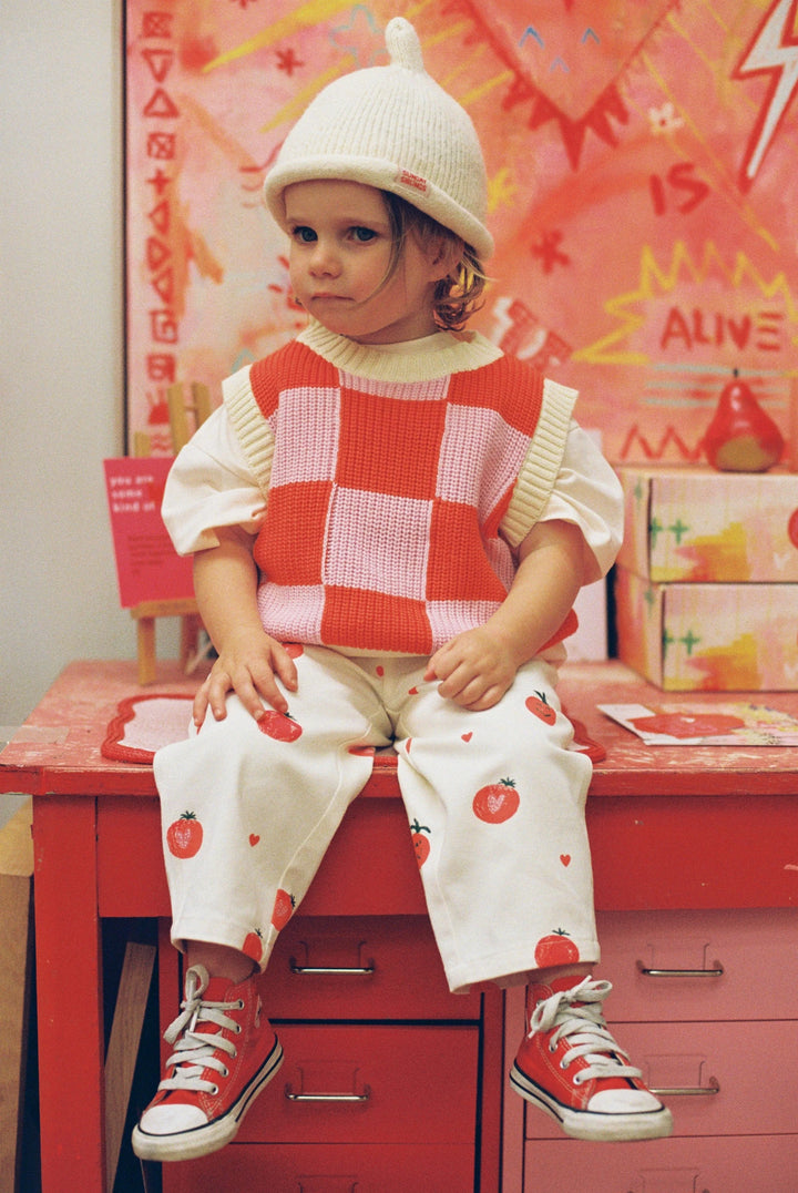 Nonno Vest | Check - Pink + Orange