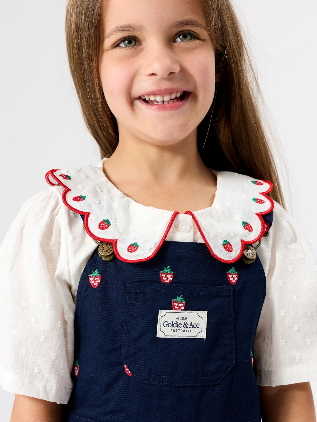 Mini Strawberry Embroidered Burton Overall