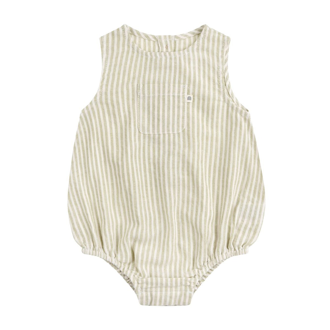 Romper | Sleeveless - Striped Sage