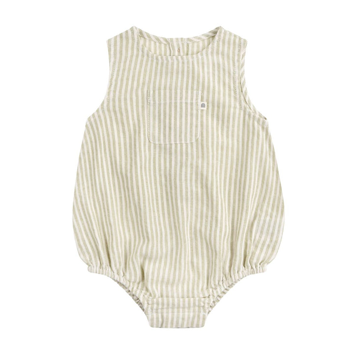 Romper | Sleeveless - Striped Sage