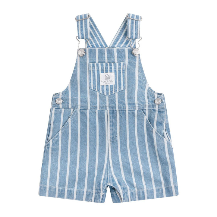 Overalls | Striped - Washed Denim