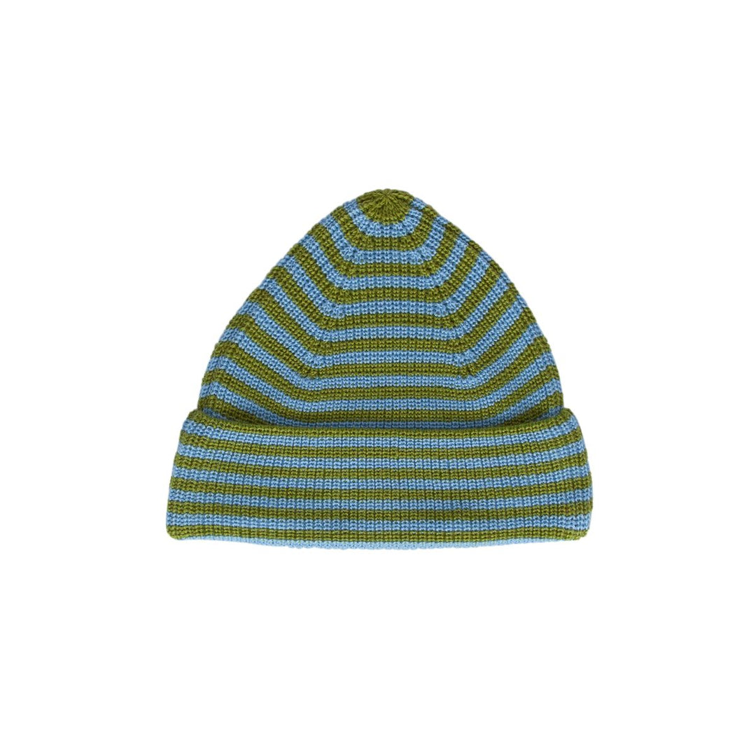 Beanie | Berlin Merino - Green and Blue Stripe