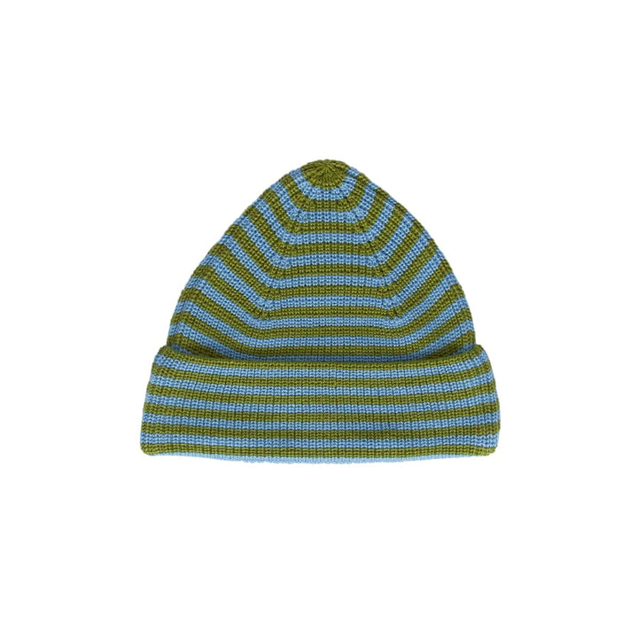 Beanie | Berlin Merino - Green and Blue Stripe