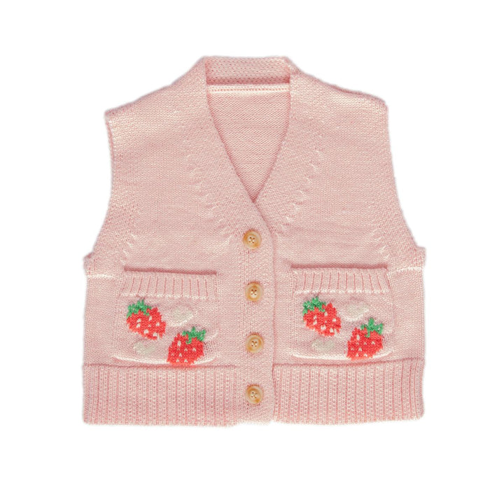 Vest |  Merino Vest - Strawberry Fields