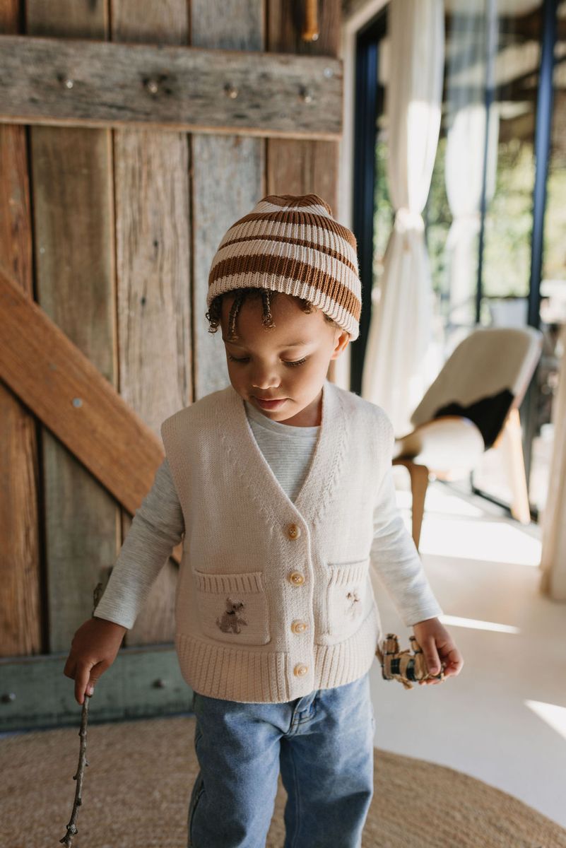 Beanie | Tokyo - Caramel Stripe