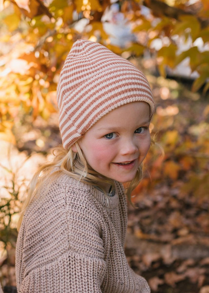 Beanie | Berlin Merino - Biscuit and Cream Stripe