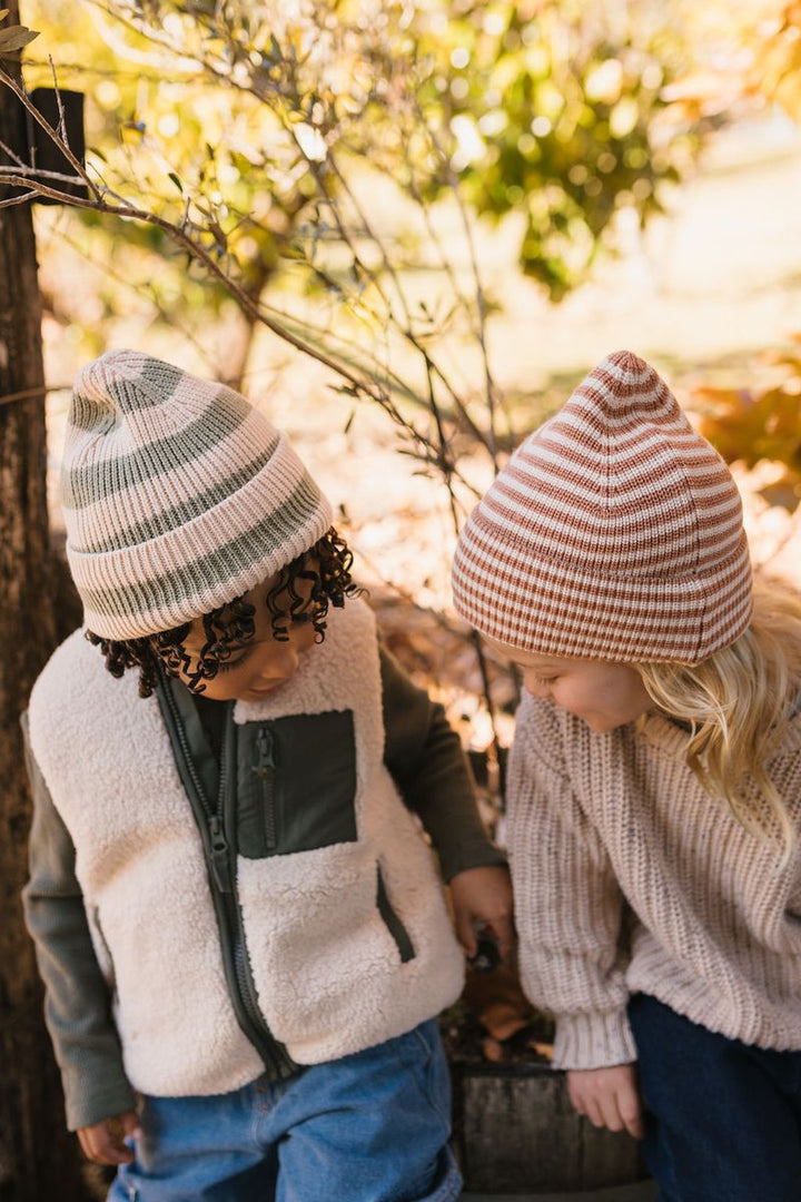 Beanie | Berlin Merino - Biscuit and Cream Stripe