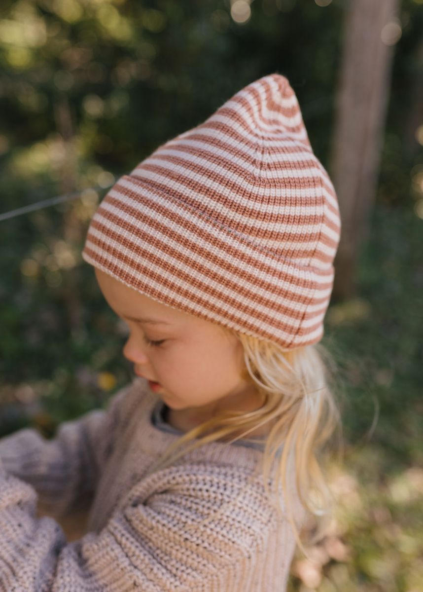 Beanie | Berlin Merino - Biscuit and Cream Stripe
