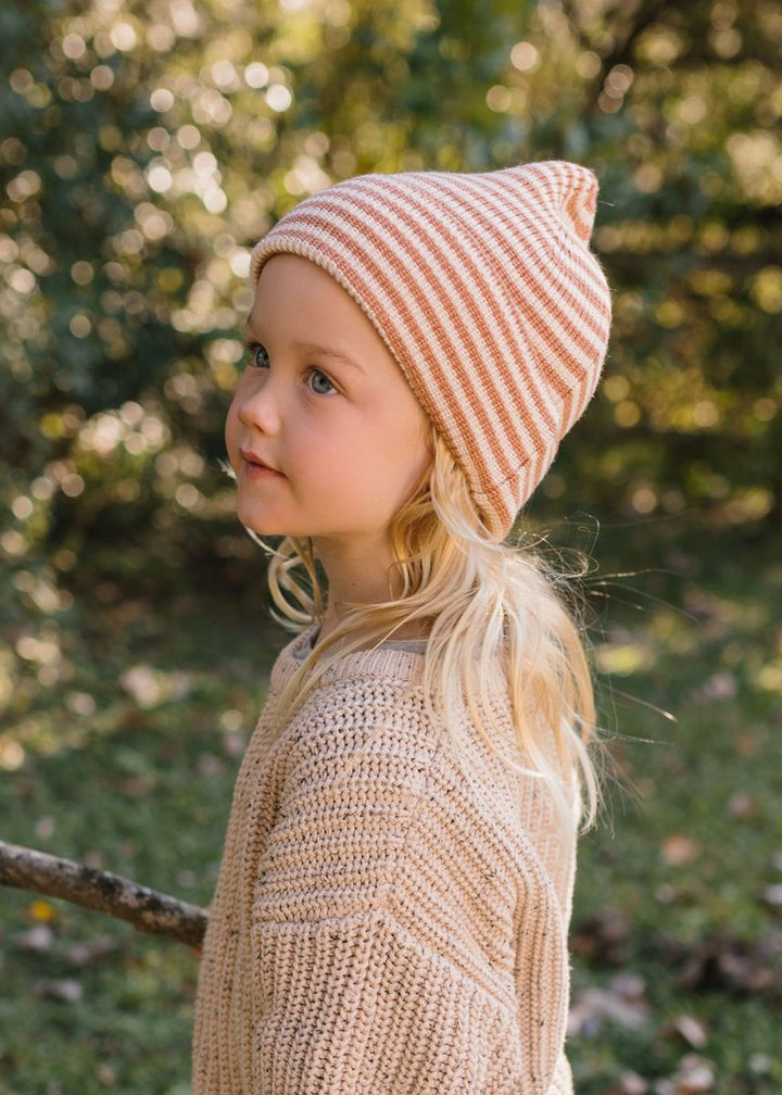 Beanie | Berlin Merino - Biscuit and Cream Stripe