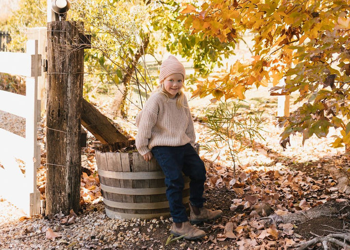 Beanie | Berlin Merino - Biscuit and Cream Stripe