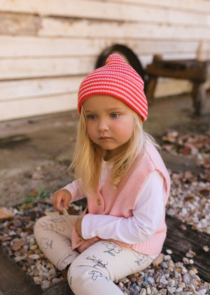 Beanie | Berlin Merino - Pink and Red Stripe