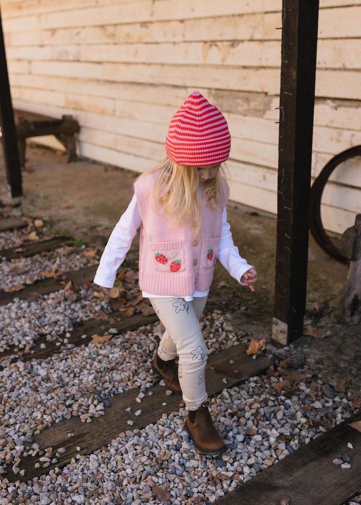 Beanie | Berlin Merino - Pink and Red Stripe