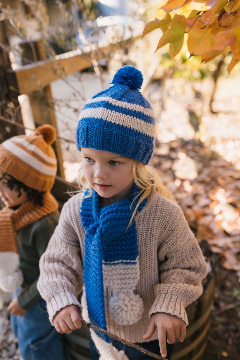 Beanie | Retro - Blue and Cream