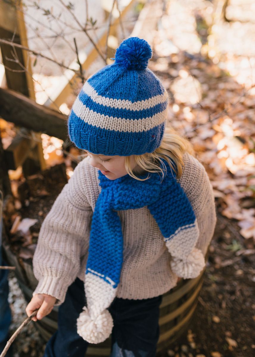 Beanie | Retro - Blue and Cream