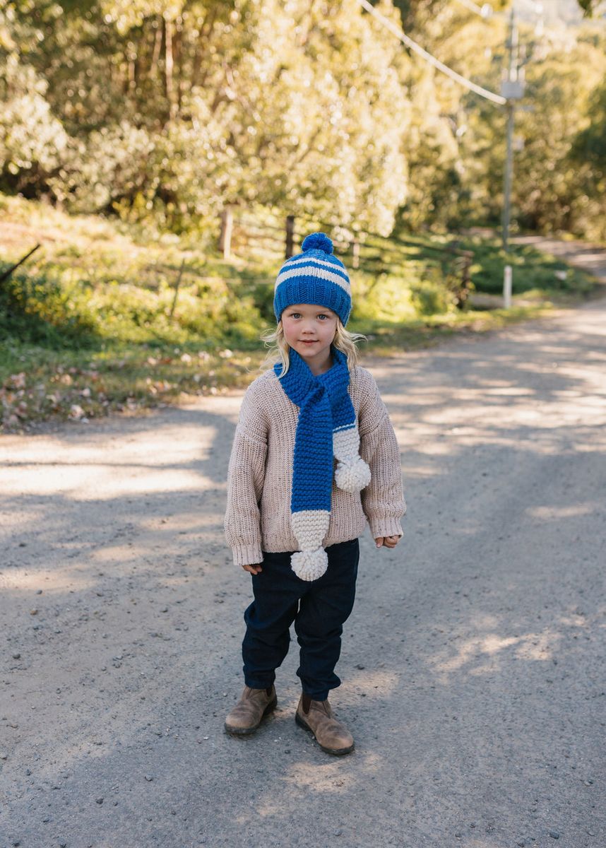 Beanie | Retro - Blue and Cream