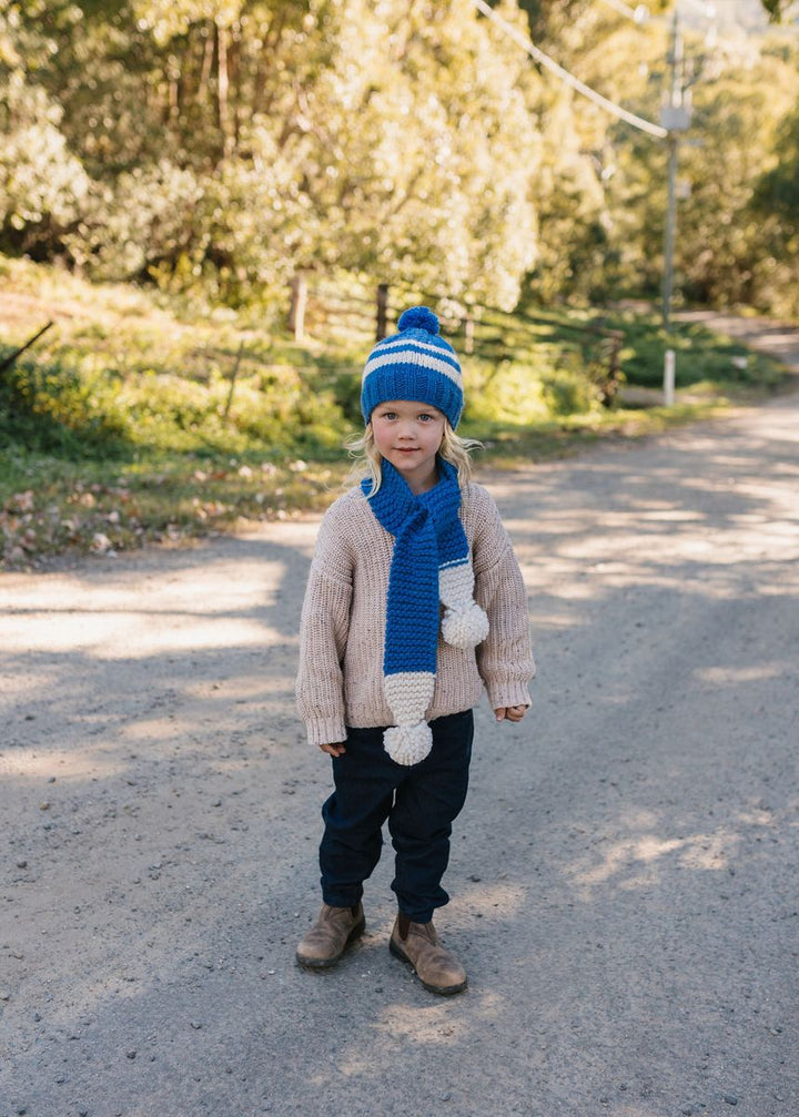 Beanie | Retro - Blue and Cream