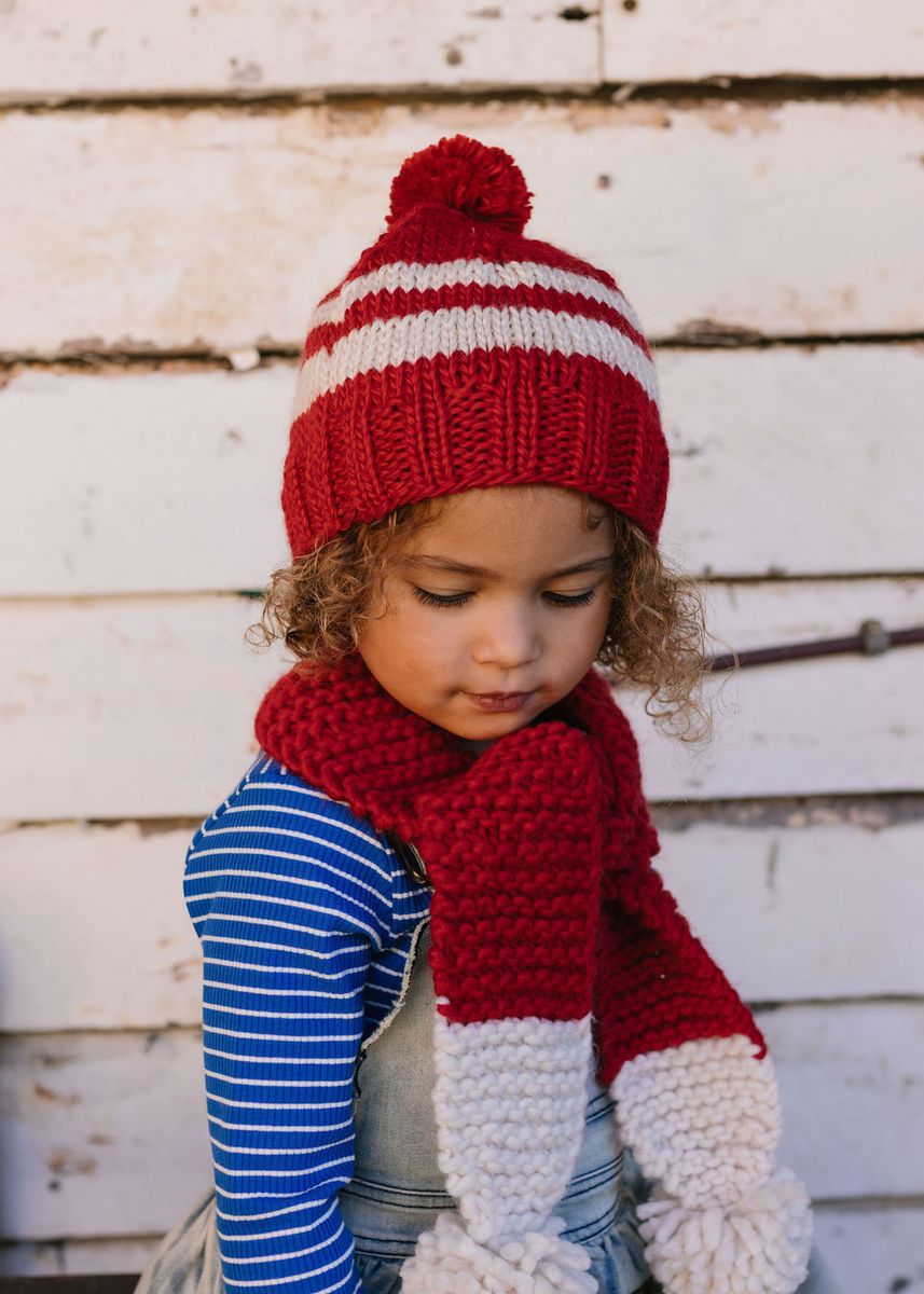 Beanie | Retro - Red and Cream