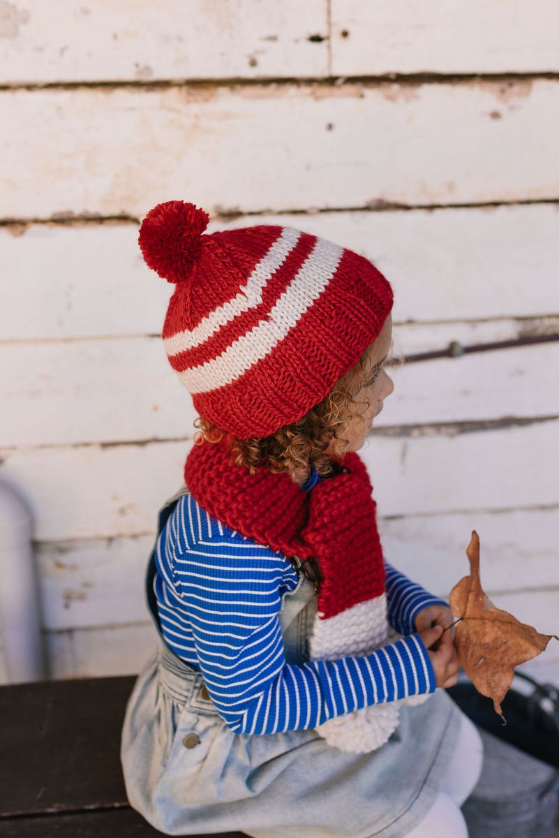 Beanie | Retro - Red and Cream