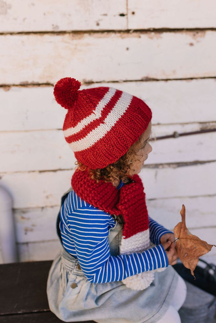 Beanie | Retro - Red and Cream