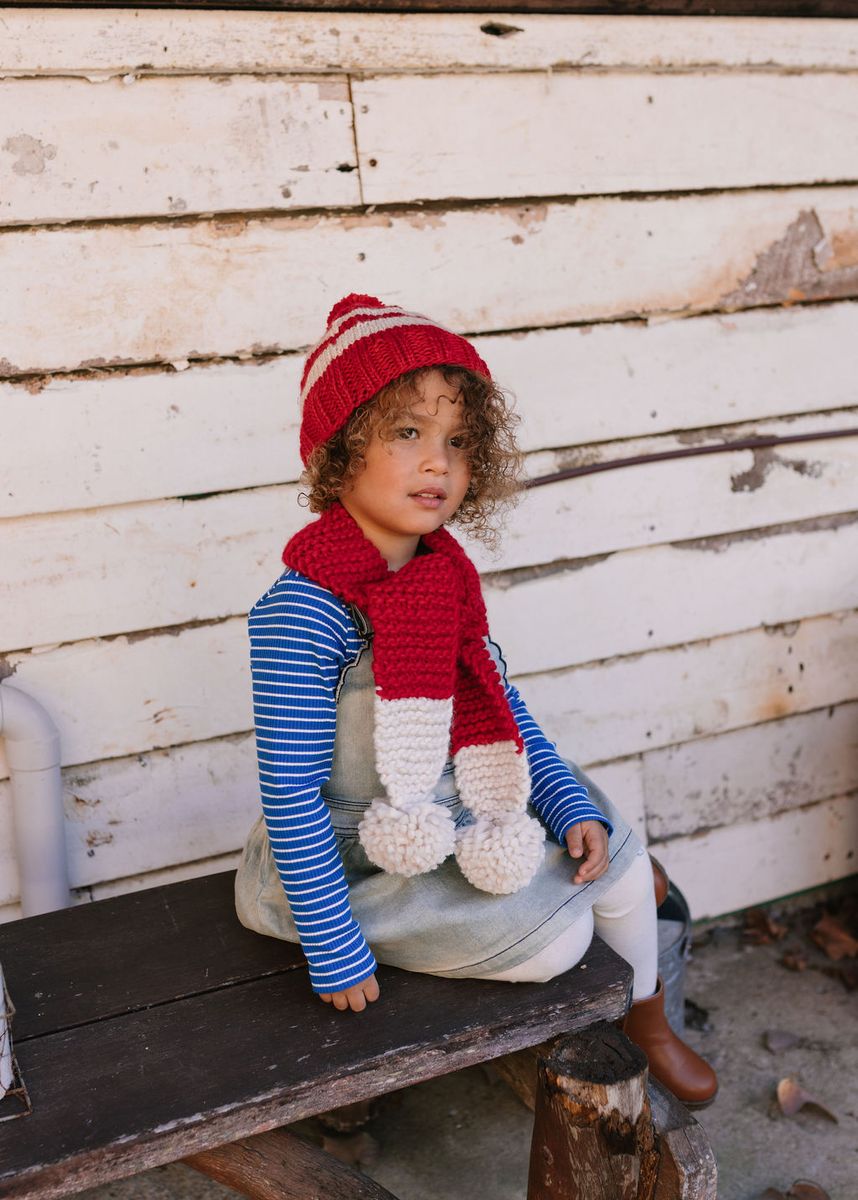 Beanie | Retro - Red and Cream