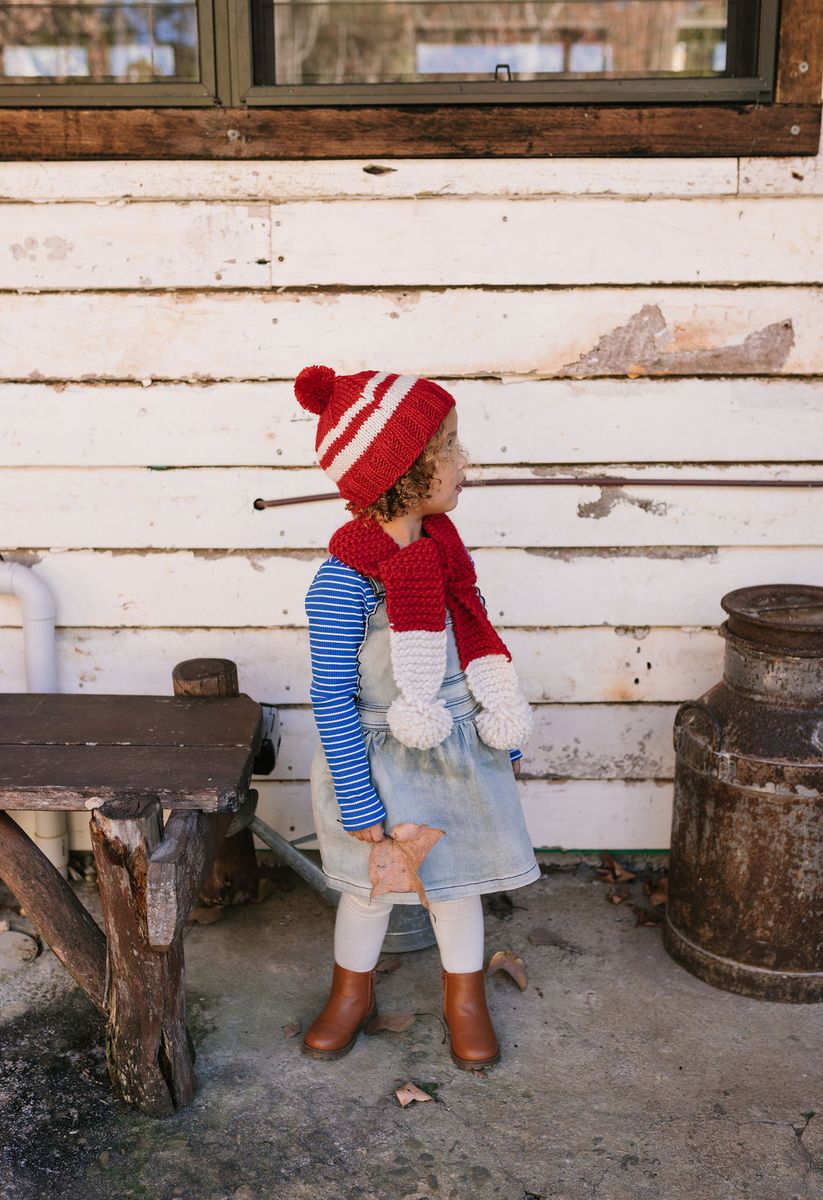 Beanie | Retro - Red and Cream