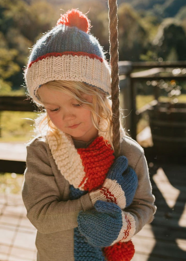 Beanie | Teddy - Blue and Red