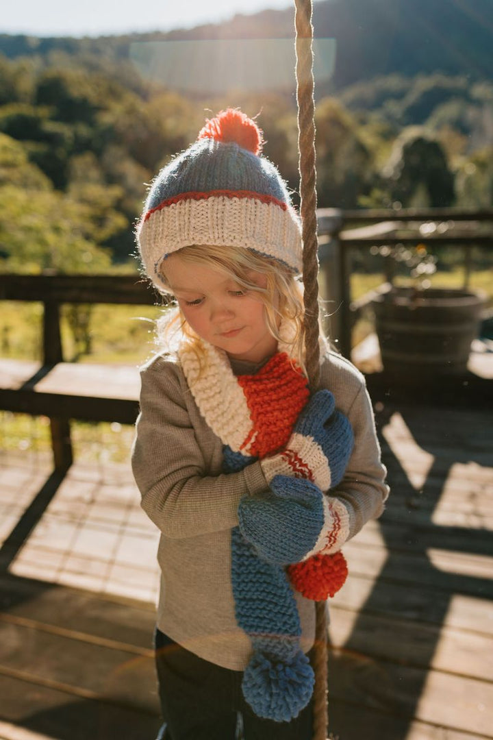 Beanie | Teddy - Blue and Red