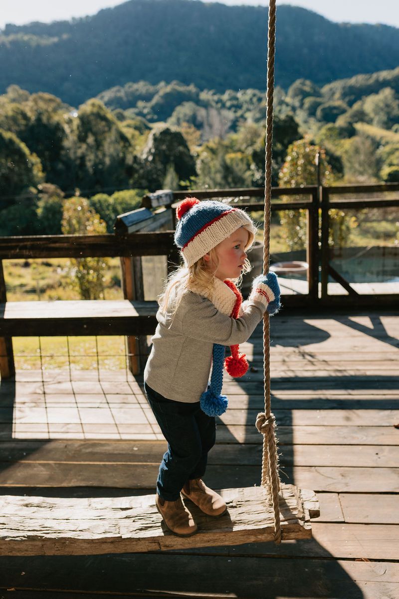 Beanie | Teddy - Blue and Red