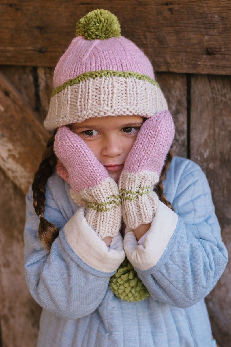 Beanie | Teddy - Pink and Green