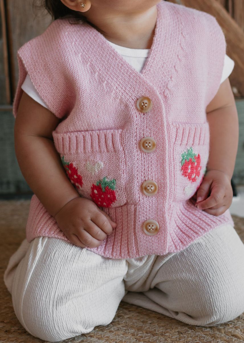 Vest |  Merino Vest - Strawberry Fields