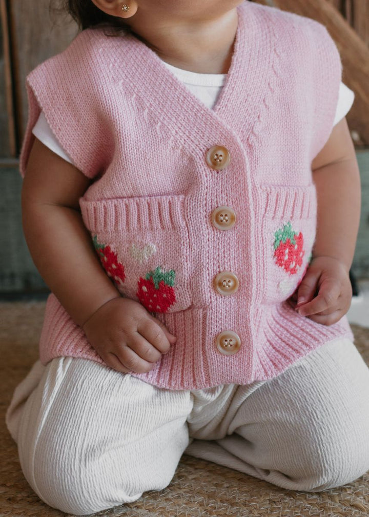 Vest |  Merino Vest - Strawberry Fields
