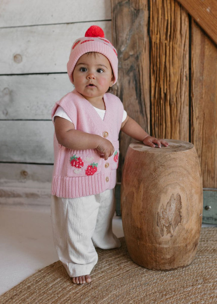 Vest |  Merino Vest - Strawberry Fields