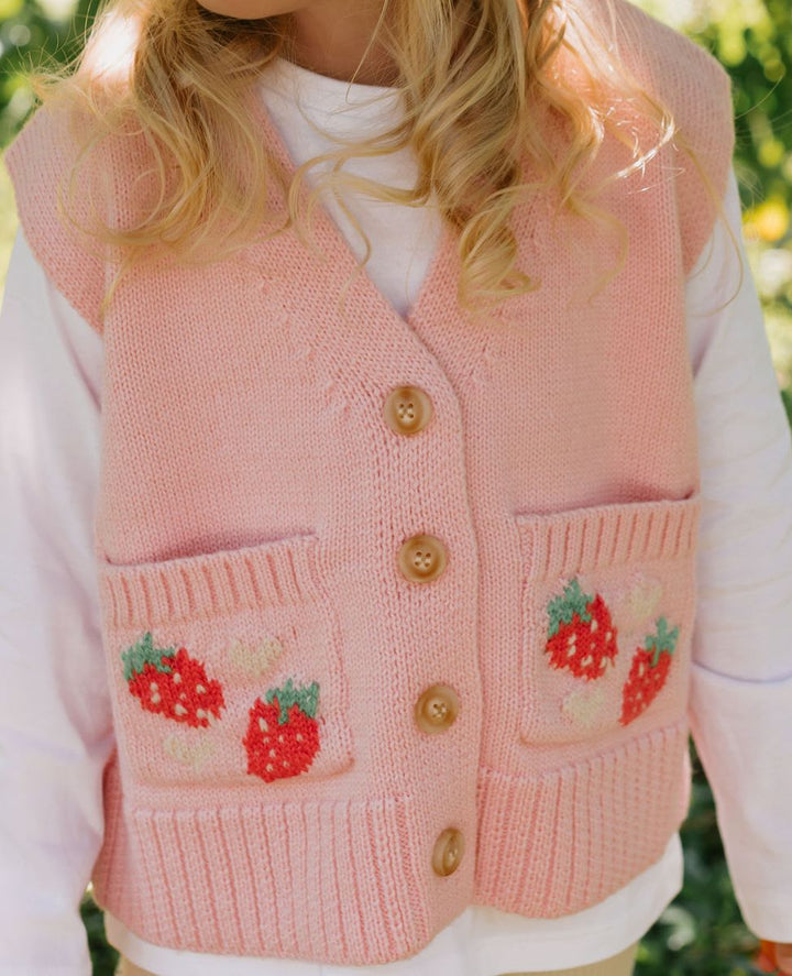 Vest |  Merino Vest - Strawberry Fields