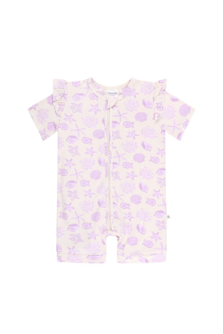 Onesie | Day or Night Short Sleeve with Frill - Shell Collector