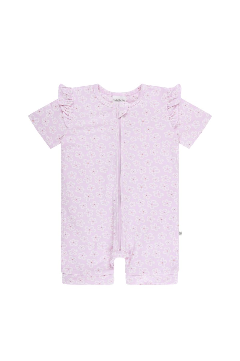 Onesie | Day or Night Short Sleeve with Frill - Frangipani