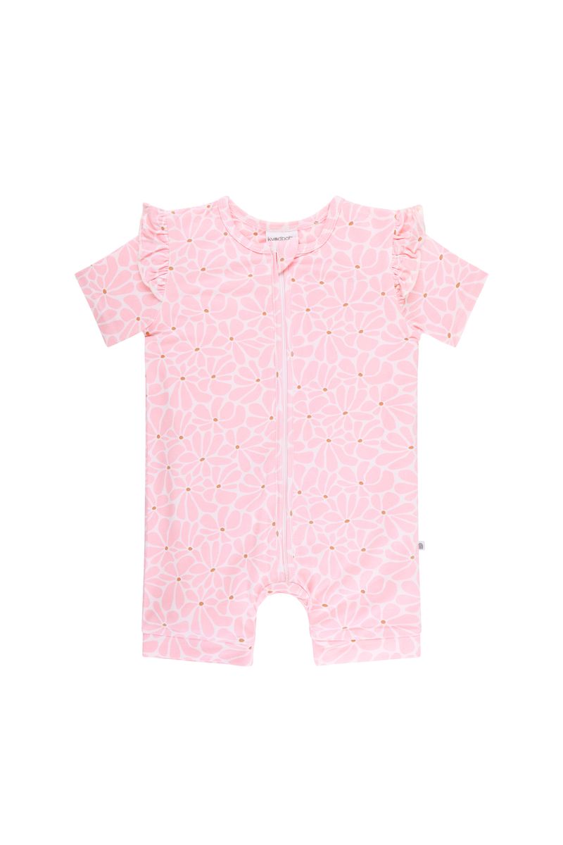 Onesie | Day or Night Short Sleeve with Frill - Hibiscus