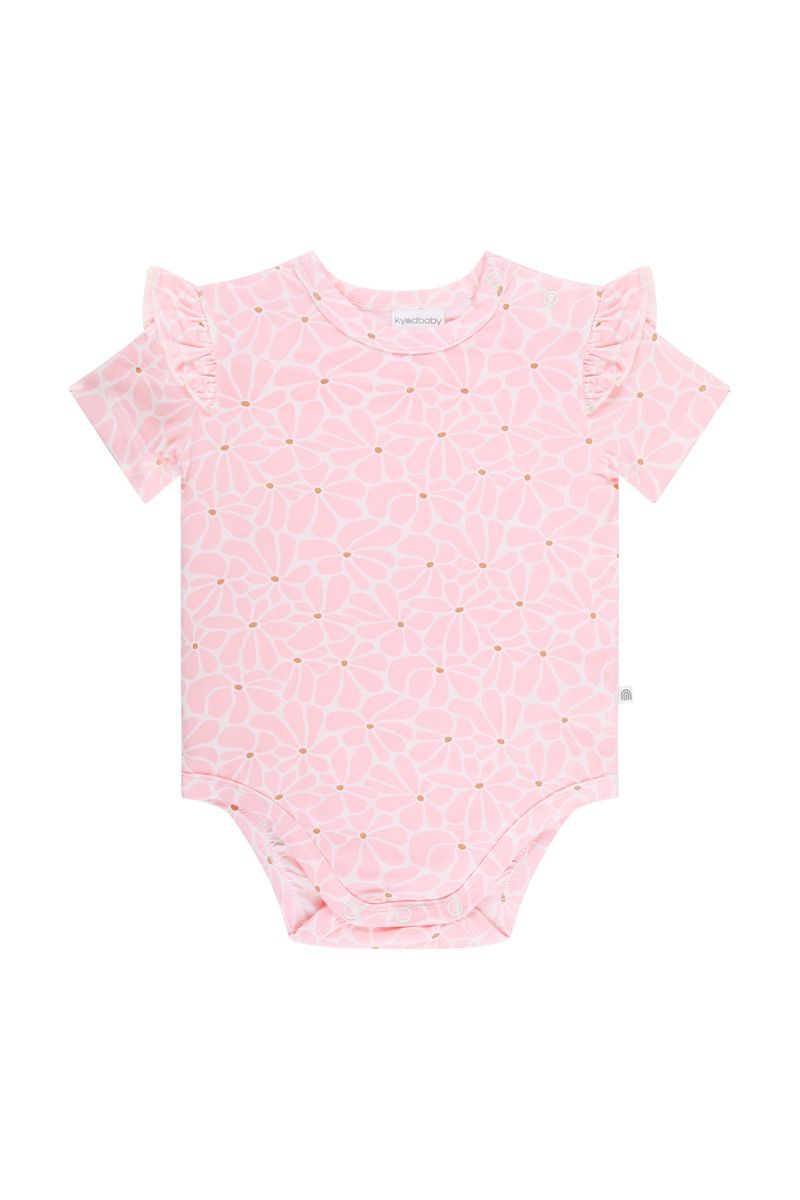 Bodysuit | Short Sleeve with Frill - Hibiscus