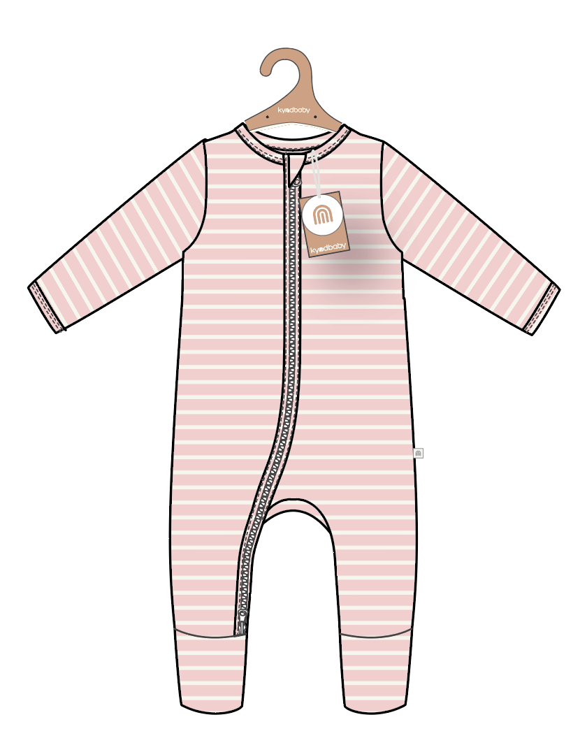 Onesie | Organic Cotton Waffle - Pearl Stripe