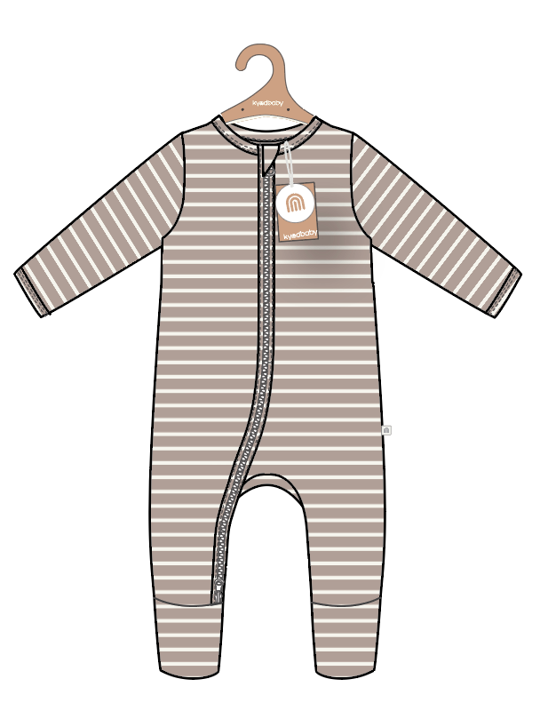 Onesie | Organic Cotton Waffle - Neutral Stripe