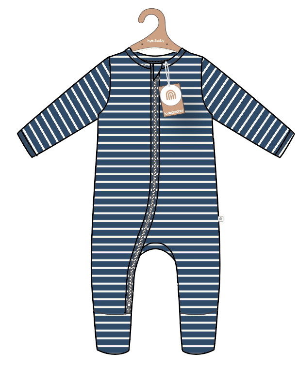 Onesie | Organic Cotton Waffle - Navy Stripe