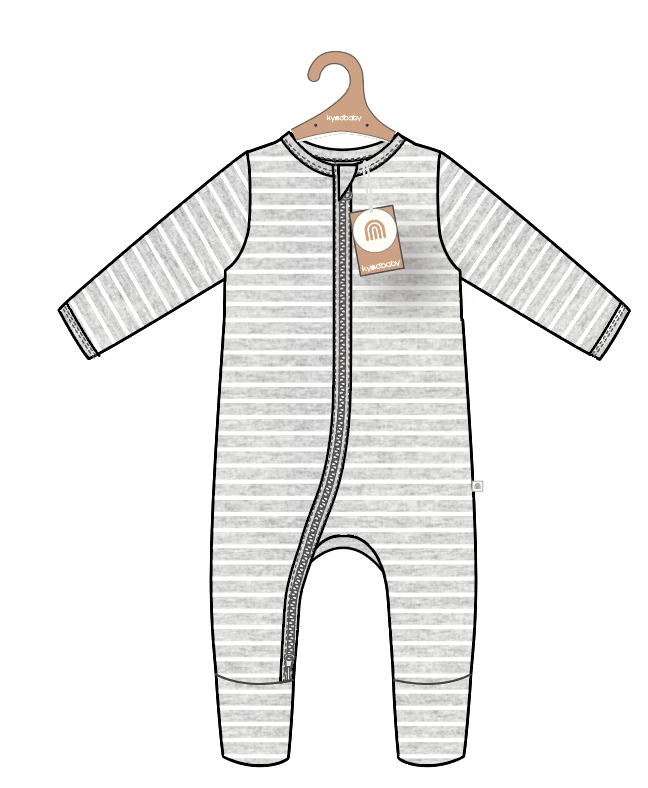 Onesie | Organic Cotton Waffle - Grey Stripe