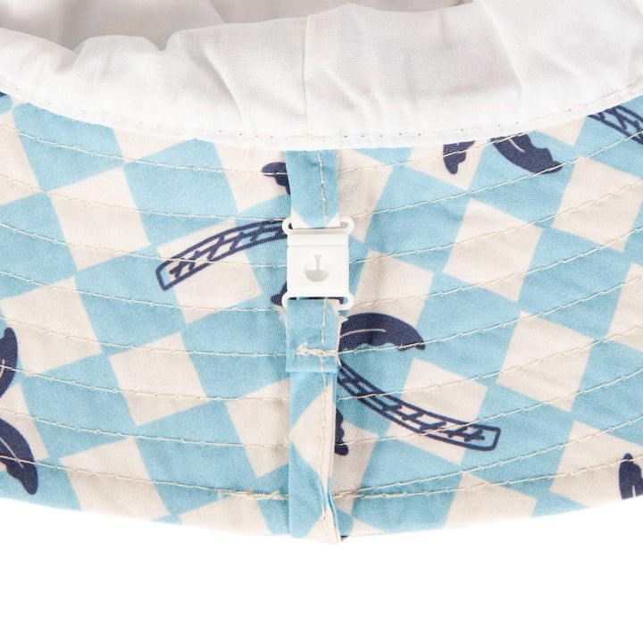 Hat | Wide Brim - Blue Checked Palms
