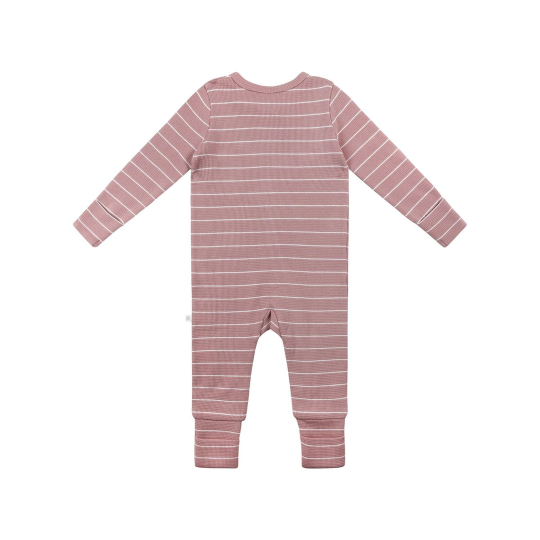 Onesie | Organic Cotton Waffle - Woodrose Stripe