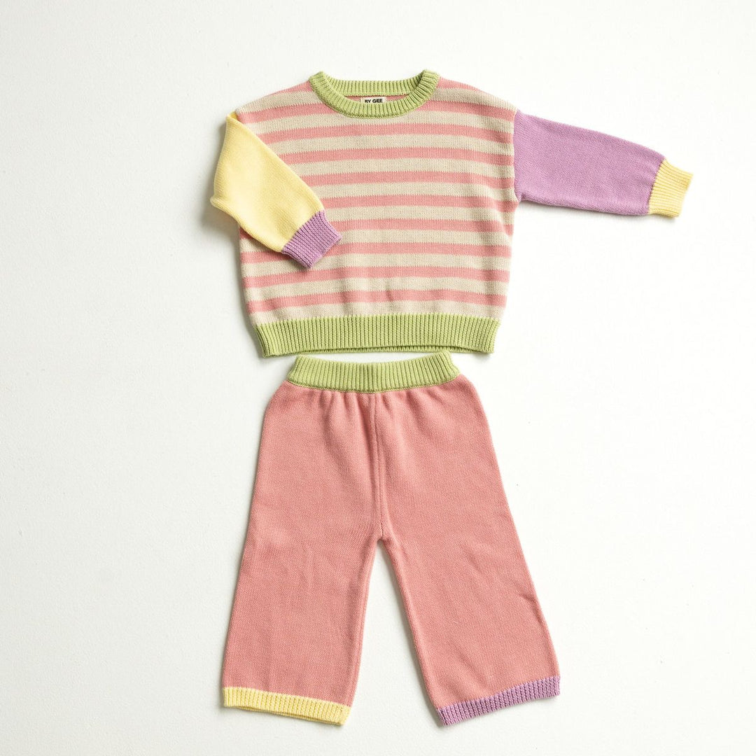 Colour Block Knitted Set - Sherbert