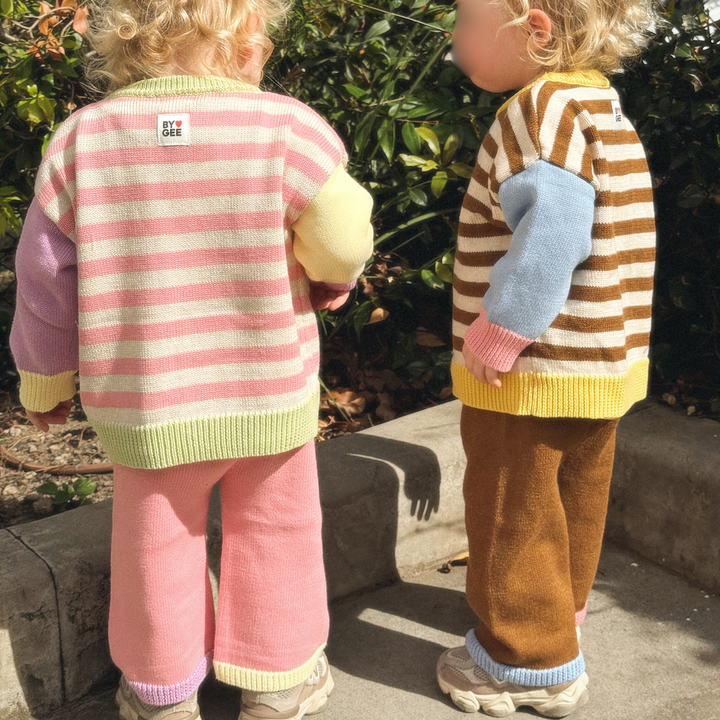 Colour Block Knitted Set - Sherbert