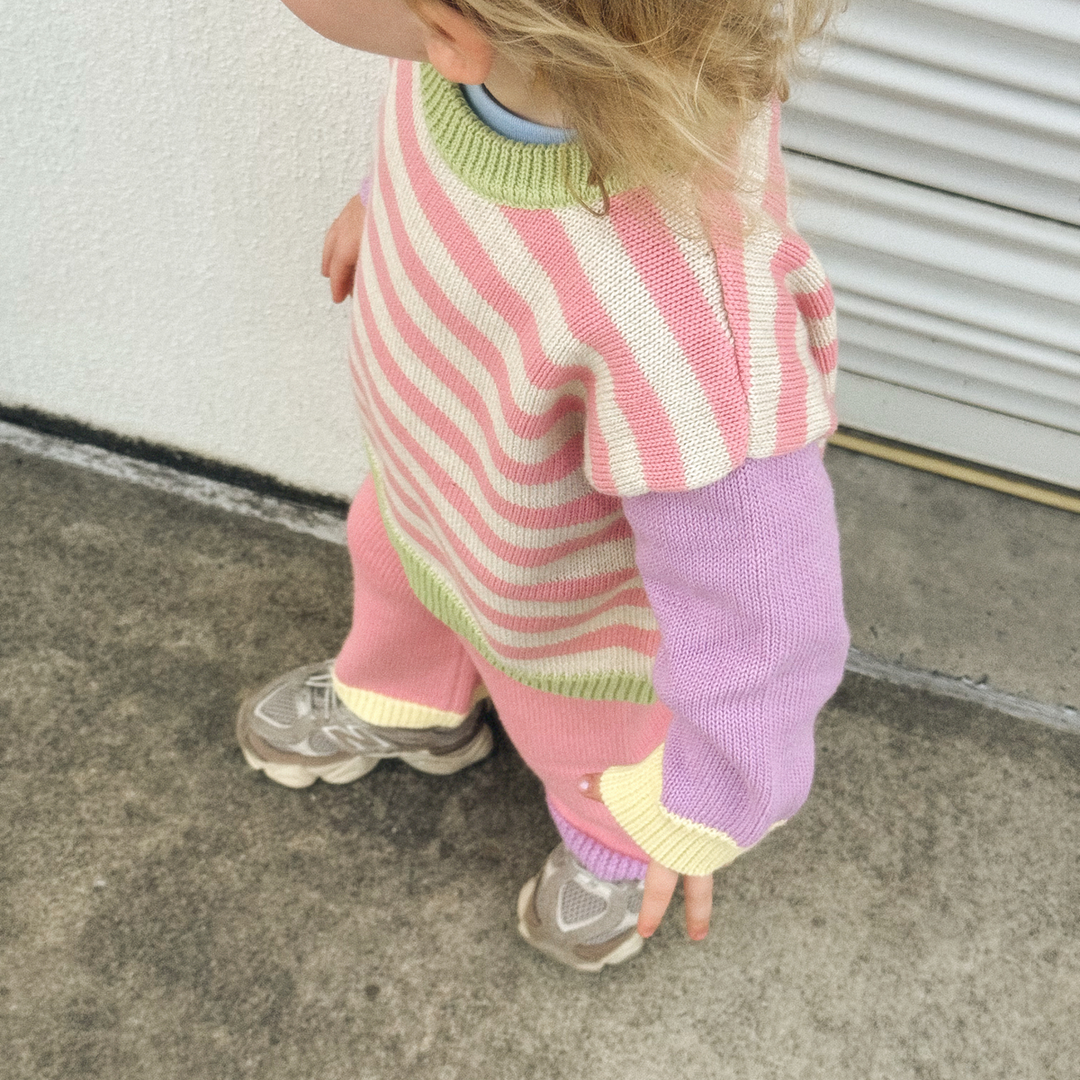 Colour Block Knitted Set - Sherbert